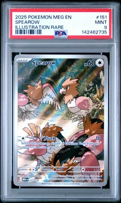 PSA 9 SPEAROW 151/132 ILLUSTRATION RARE MEG EN-MEGA EVOLUTION POKEMON - Image 1