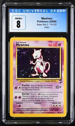 Pokemon TCG Mewtwo Base Set 2 Holo CGC 8 NM/MINT #010/130 - Image 1