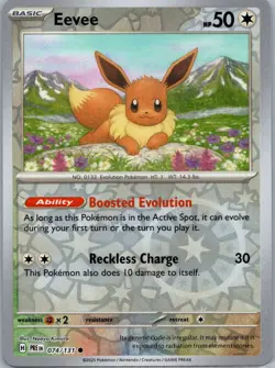 Pokemon Eevee SV: Prismatic Evolutions 074/131 Near Mint NM Reverse Holo - Image 1