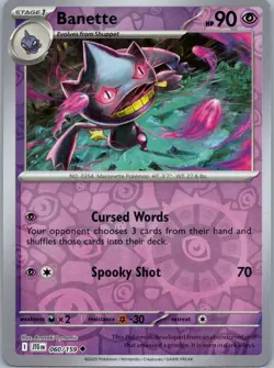 Pokemon Banette SV09: Journey Together 060/159 Near Mint NM Reverse Holo - Image 1