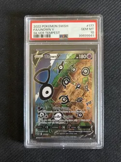 Pokemon Silver Tempest ~ UNOWN V ~ PSA 10 ~ Full Alt Art 177/195 VHTF RARE - Image 1