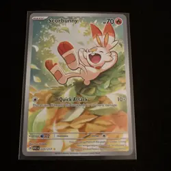 Pokemon TCG Scorbunny 225/217 Scarlet & Violet Rare Holo Basic 70 HP English - Image 1