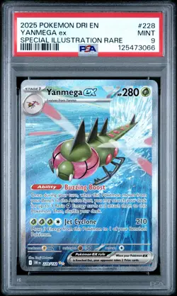 2025 POKEMON DRI EN-DESTINED RIVALS SPECIAL ILLUSTRATION RARE YANMEGA EX PSA 9 - Image 1
