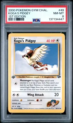 2000 POKEMON GYM CHALLENGE 1ST EDITION #49 KOGA'S PIDGEY PSA 8 - Image 1