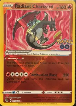 Pokemon TCG Radiant Charizard Pokemon GO Radiant Rare Holo 011/078 - Image 1