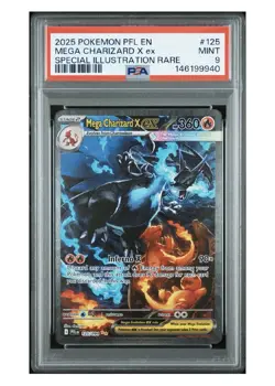 2025 Pokemon PFL EN Mega Charizard x Ex Special Illustration Rare PSA 9 - Image 1