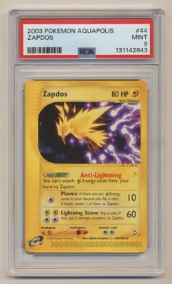 PSA 9 Pokemon Aquapolis Rare Zapdos 44/147 MINT Condition!! - Image 1