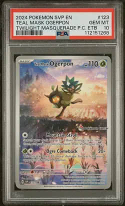 Teal Mask Ogerpon Twilight Masquerade Pokemon Center ETB PSA 10 Promo - Image 1