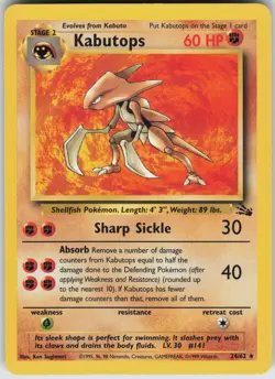 Kabutops (24) Rare Fossil 24/62 Pokemon - Image 1