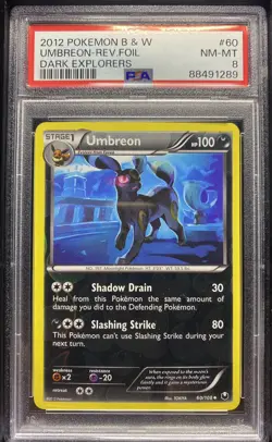 2012 Pokemon TCG PSA 8 Umbreon Dark Explorers 60/108 Reverse Holo - Image 1