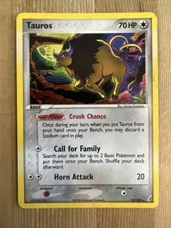 Pokemon TCG Tauros EX Crystal Guardians 12/100 Holo Holo Rare LP - Image 1