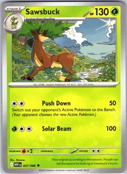 Sawsbuck 007/086 Uncommon SV: White Flare Pokemon NM - Image 1