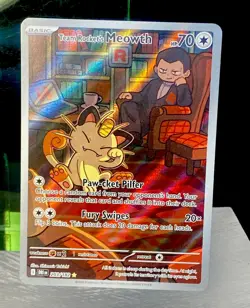 2025 POKEMON DESTINED RIVALS ILLUSTRATION RARE #203 TEAM ROCKET'S MEOWTH -CLEAN - Image 2