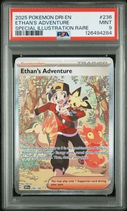 2025 POKEMON DRI EN-DESTINED RIVALS #236 ETHAN'S ADVENTURE PSA 9 - Image 1