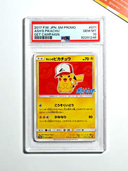 Pokemon PSA 10 Ash's Pikachu #071 Get Campaign SM Promo 2017 Japanese - Image 1