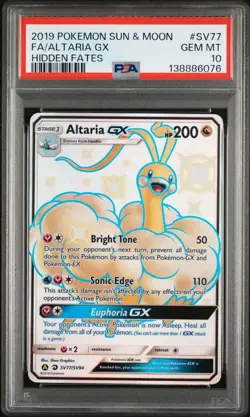 2019 POKEMON SUN & MOON HIDDEN FATES SV77 FULL ART ALTARIA GX PSA GEM MINT 10 - Image 1