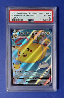 2021 Pokemon Celebrations Flying Pikachu VMax Full Art #007 PSA 10 GEM MT - Image 1