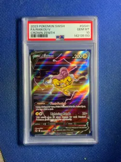 2023 Pokemon SWSH Crown Zenith #GG41 FA/Raikou V PSA GEM MINT 10 - Image 1
