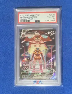 2023 Pokemon SWSH FA/Deoxys VMax Crown Zenith #GG45 PSA 10 GEM MT - Image 1