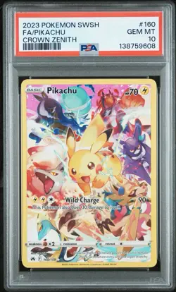 2023 POKEMON SWORD AND SHIELD CROWN ZENITHFULL ART/PIKACHU 160 PSA 10 - Image 1
