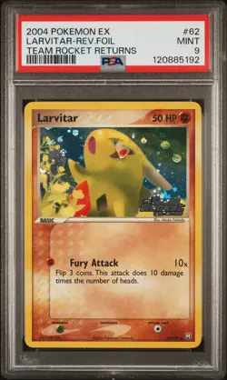 2004 POKEMON EX TEAM ROCKET RETURNS #62 LARVITAR-REVERSE FOIL PSA 9 - Image 1