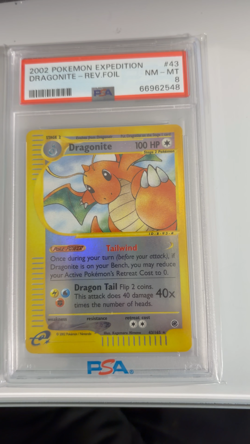 Dragonite Reverse Foil PSA 8 NM-MT (2002) Pokemon Expedition E-Reader Series #43 - Image 2