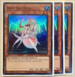 Yugioh! 3x Deep Sea Diva RA03-EN004 Super Rare 1st Ed NM - Image 1