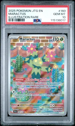 2025 POKEMON JTG EN-JOURNEY TOGETHER ILLUSTRATION RARE #160 MARACTUS PSA 10 - Image 1