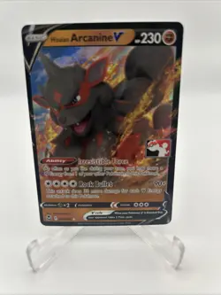 090/195 Hisuian Arcanine V Prize Pack Series Stamped Play Pokemon TCG Silver - Image 1