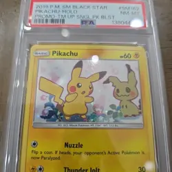 POKEMON TEAM UP SM BLACK STAR PROMO PIKACHU #SM162 HOLO PSA 8 NM-MT #138044646 - Image 3