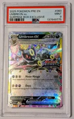 PSA 9 Pokemon Prismatic Evolutions Surprise Box Promo Umbreon EX 060/131 Stamped - Image 1