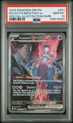 2025 POKEMON DRI EN-DESTINED RIVALS #231 TEAM ROCKET'S MEWTWO EX PSA 10 - Image 1