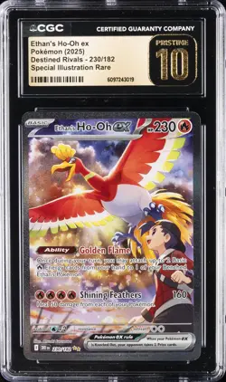 2025 POKEMON DESTINED RIVALS ETHAN’S HO-OH EX SIR HOLO #230 CGC 10 PRISTINE - Image 1