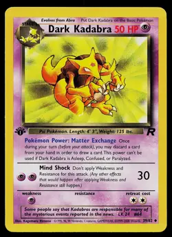 Pokemon Card - Dark Kadabra Team Rocket 39/82 Uncommon 1st Edition - Image 1