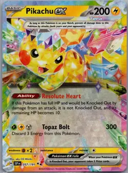 Pikachu ex 057/191 Double Rare Surging Sparks Pokemon Near Mint - Image 1