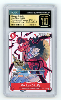 Monkey D. Luffy CGC 10 Pristine One Piece (2025) Promo #ST01-012 3rd Anniversary - Image 1