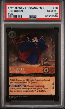 2023 Disney Lorcana EN2 The Queen FOIL SUPER RARE PSA 10 GEM #26 Snow White - Image 1