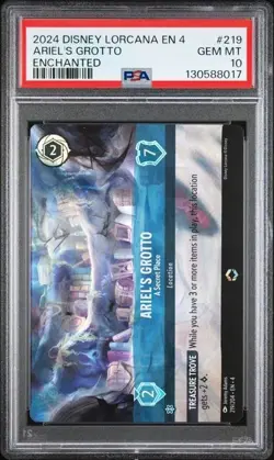 2024 Disney Lorcana EN4 Ariel's Grotto PSA 10 GEM ENCHANTED #219 - Image 1