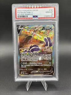 2022 POKEMON SWORD & SHIELD SILVER TEMPEST #181 FULL ART/SKUNTANK V PSA 10 - Image 1