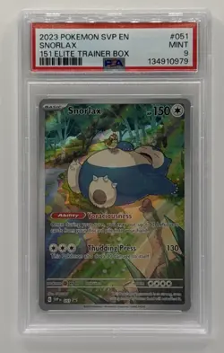 SNORLAX PSA 9 2023 POKEMON SV BLACK STAR PROMOS SVP EN #051 151 ETB MINT 798 - Image 1