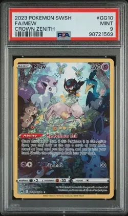 2023 POKEMON SWORD & SHIELD CROWN ZENITH #GG10 FULL ART/MEW PSA 9 - Image 1