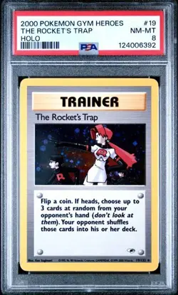 PSA 8 2000 POKEMON GYM HEROES #19 THE ROCKET'S TRAP HOLO - Image 1