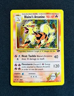 2000 Pokemon Gym Challenge Blaine’s Arcanine Holo 1/132 LP Clean WOTC Vintage - Image 1