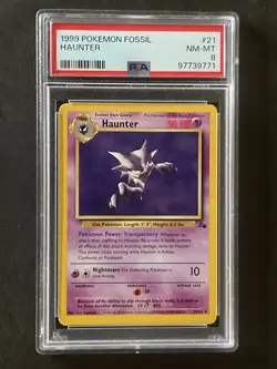 1999 Pokemon Fossil TCG #21 Haunter PSA 8 - Image 1