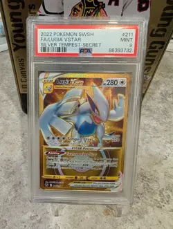 pokemon TCG Lugia Vstar Gold Secret Rare 211/195 Psa9 Silver Tempest - Image 1