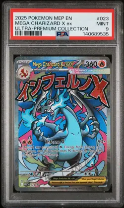 2025 POKEMON MEP EN-ME BLACK STAR PROMO #023 MEGA CHARIZARD X EX PSA 9 - Image 1