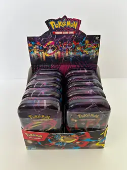 Pokemon TCG Mega Heroes Mini Tin Full Set & Retail Display Lot Of 10 - Image 1