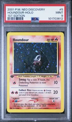 Pokemon Houndour Neo Discovery 1st Edition Holo Rare #5 PSA 9 Mint - Image 1