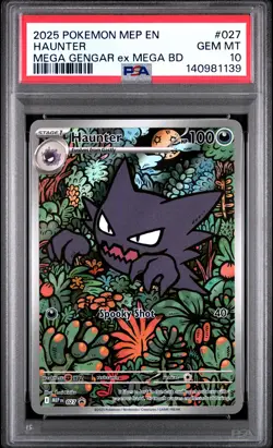 2025 POKEMON MEP EN-ME BLACK STAR PROMO #027 HAUNTER PSA 10 - Image 1