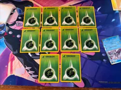Vintage Grass Energy 1999 99/102 Base Set Unlimited Common Pokemon Lot of 10 - Image 1